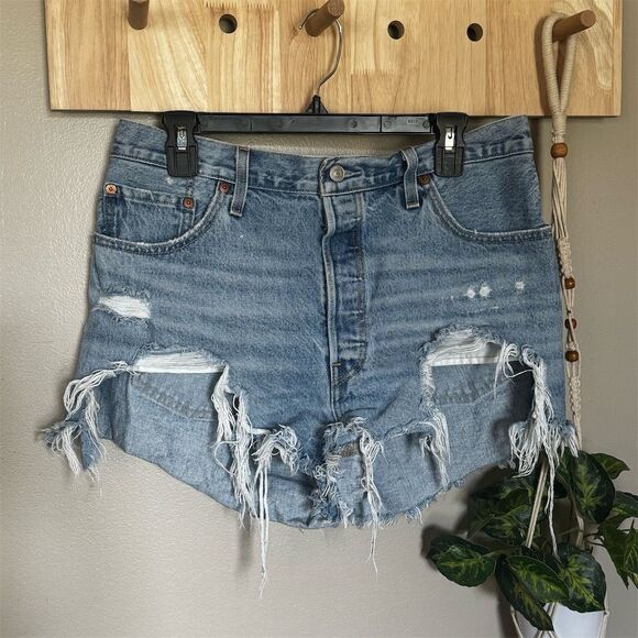 Levi's Pants - Levi's Women's‎ 501 High-Rise Denim Cut Off Shorts Blue Size 34
